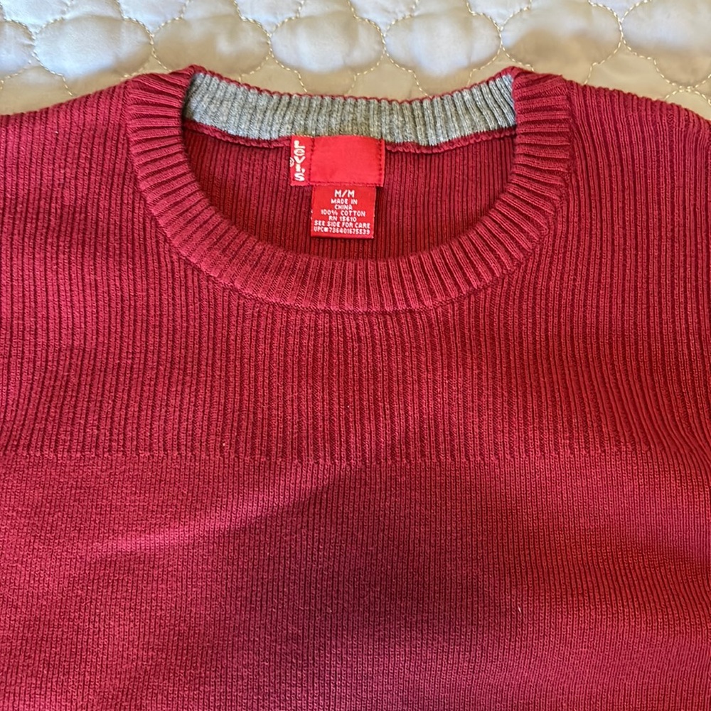 Mens M Levis Burgundy Cotton Knit Crew Sweater
